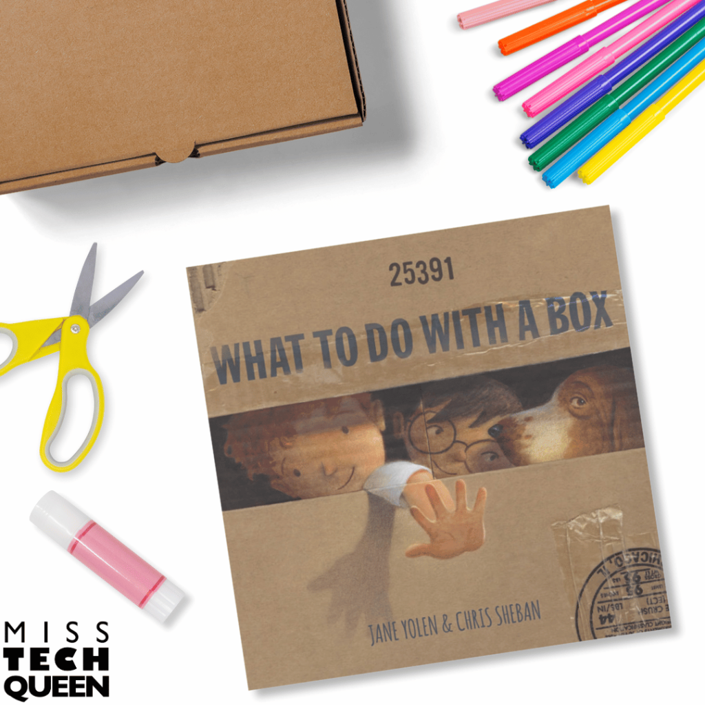 This image shows the book "What to Do With a Box?", a read aloud that can be used alongside spring STEM activities.