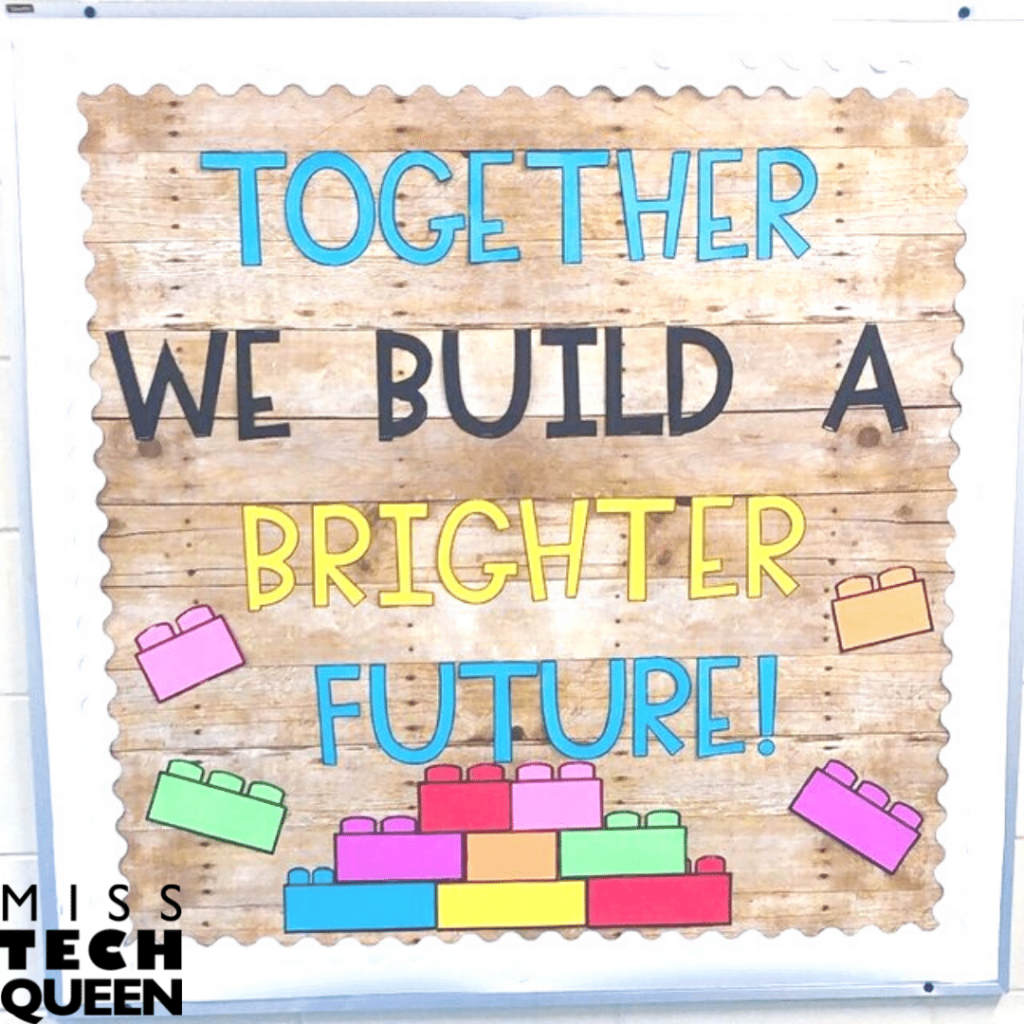 Together we build a brighter future bulletin board is perfect for a STEM Class or Makerspace