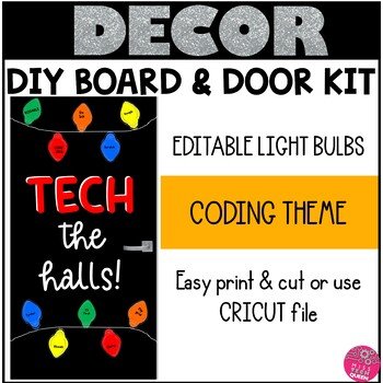 Tech the Halls coding themed bulletin board or door decor kit