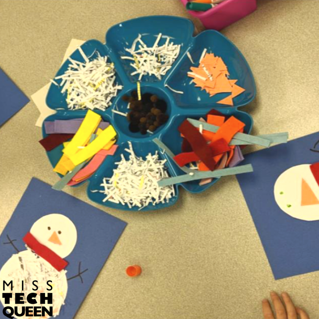 Creating a snowman out of different types of paper is one of my favorite winter STEM activities.