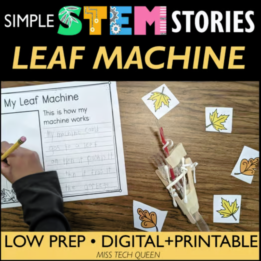 Students will love starting the Fall season off with a stem and language arts challenge about picking up leaves. After reading Fall Leaves, students will design and test a leaf-picking machine.