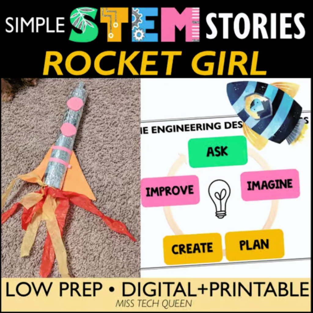 Students will love combining creativity and problem-solving skills as they dive into the world of rockets. After reading Rocket Girl: A Space Book about Shooting for the Stars & Landing on the Moon, they will complete a STEM challenge.