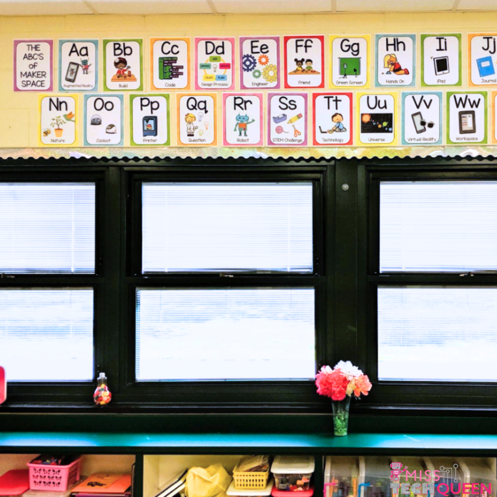 Incorporating colorful posters and charts in your STEM classroom help create a stimulating environment.