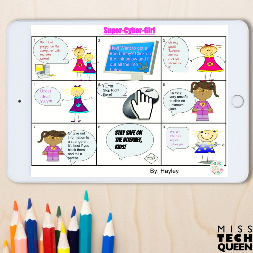 A digital citizenship comic strip like this gives your students the opportunity to show off their learning in a creative and fun way.