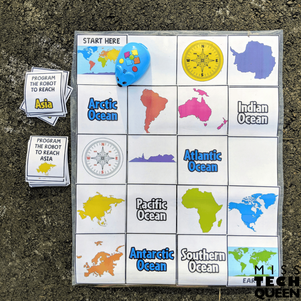 Students can practice geography alongside stem skills with this coding mat.