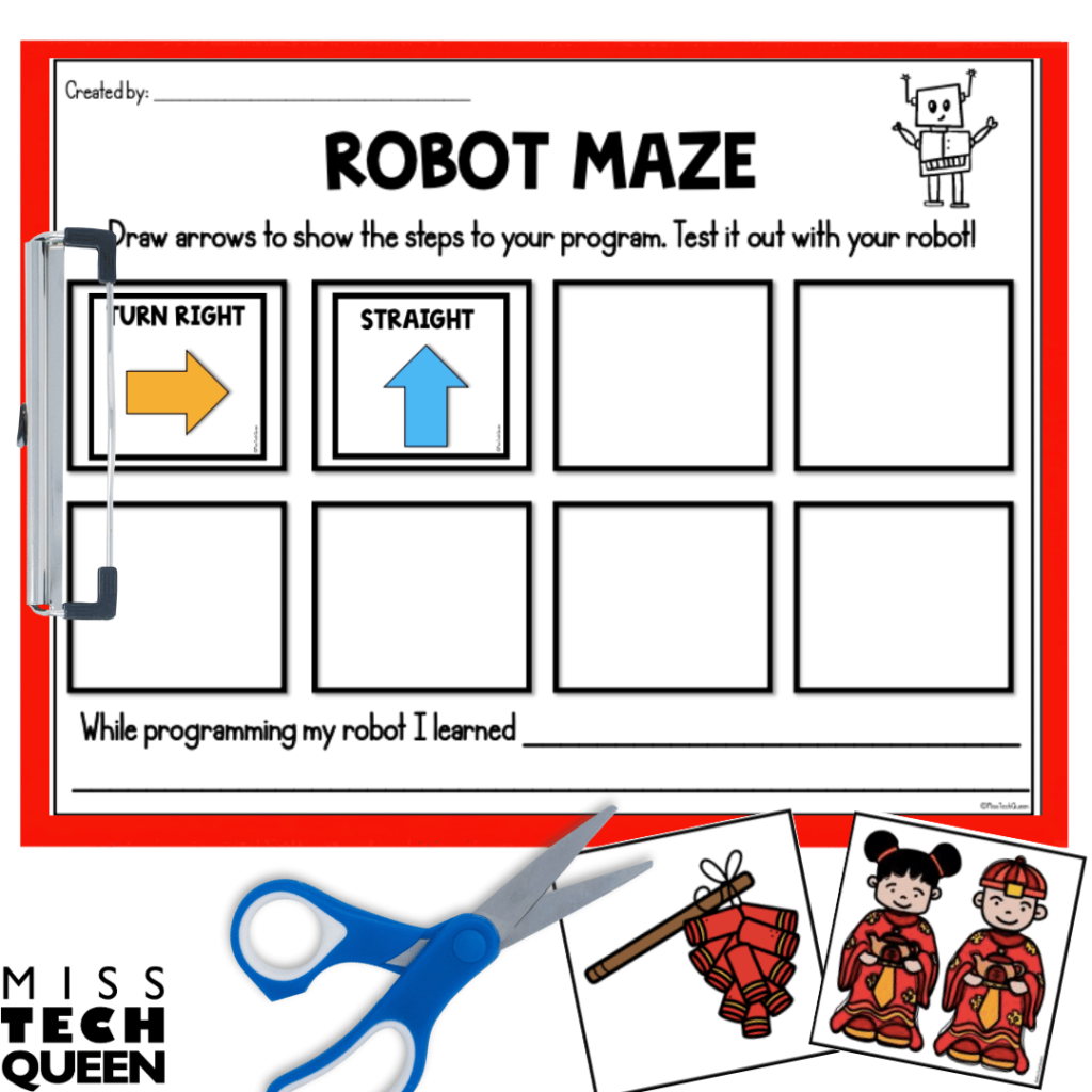 The Lunar New Year Robot Mat Activity allows students to think through coding sequences.