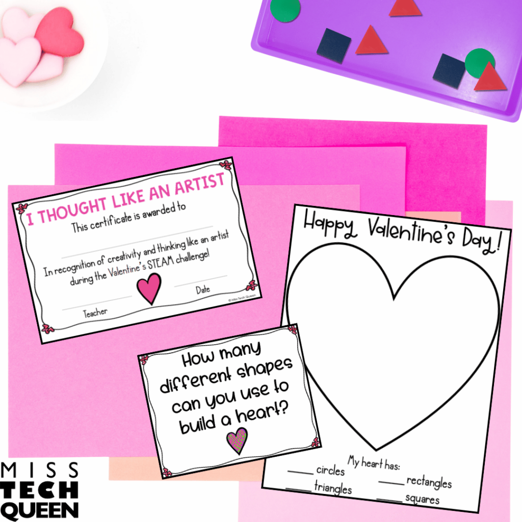 This February STEM challenge allows students to create unique hearts using 2D shapes.