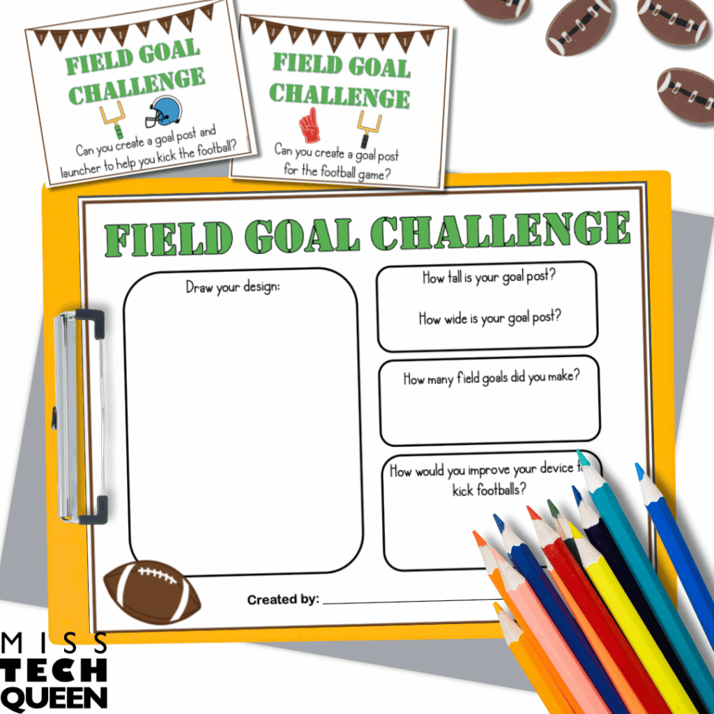 Your students will design and build a goalpost and a launcher to kick mini-footballs.
