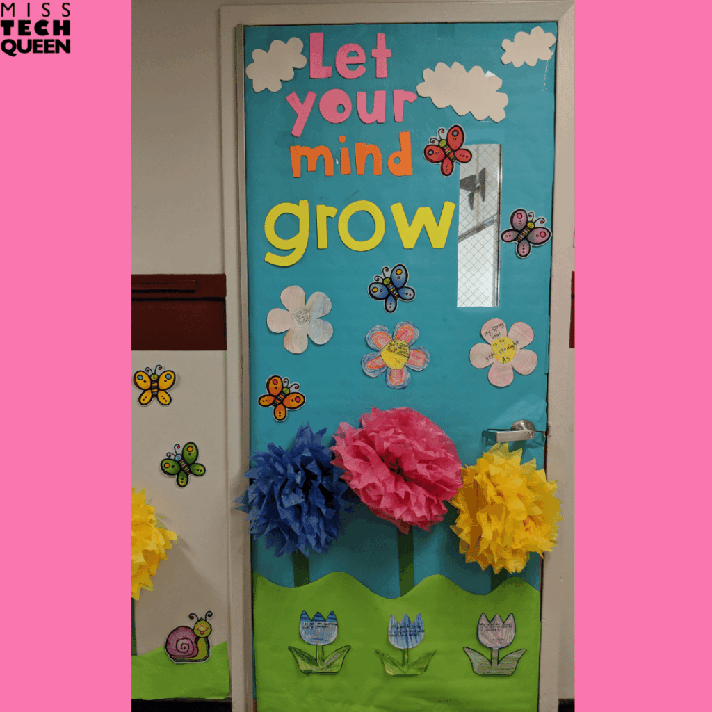 My Reading Helps Your Mind Bloom DIY kit is one of the simpler spring bulletin board ideas for reinforcing reading growth.