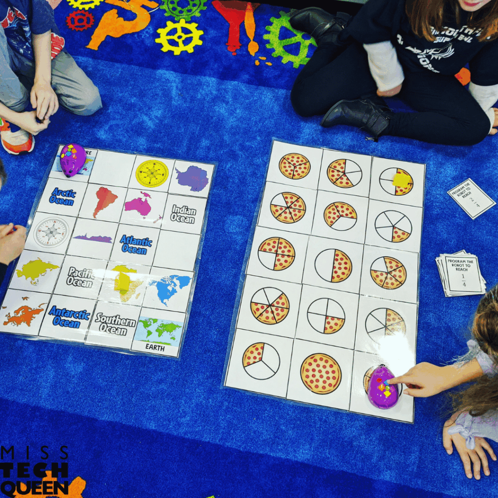 Robot Mazes are a fan favorite at STEM night. Students can select a challenge, plan their path, and test their code.