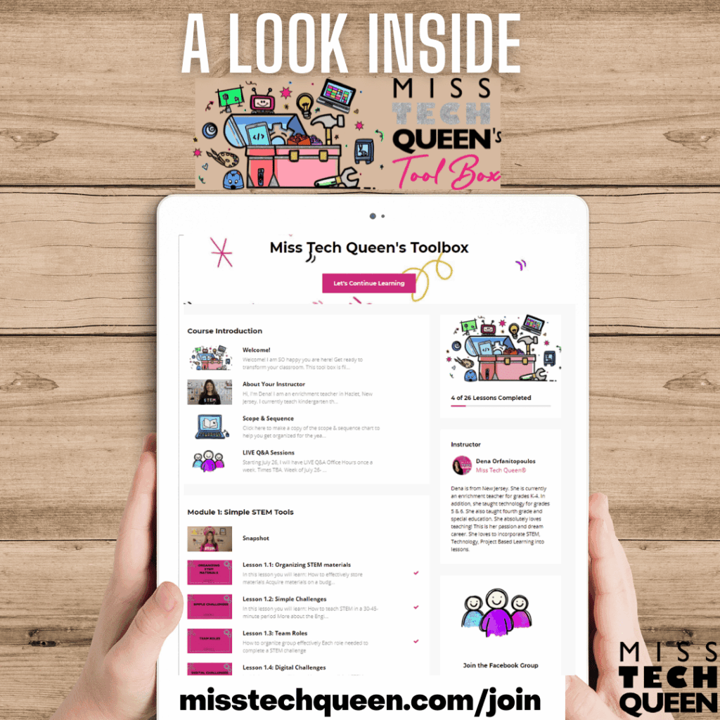 Miss Tech Queen's Tool Box course  provides a clear system already laid out for STEM teachers.