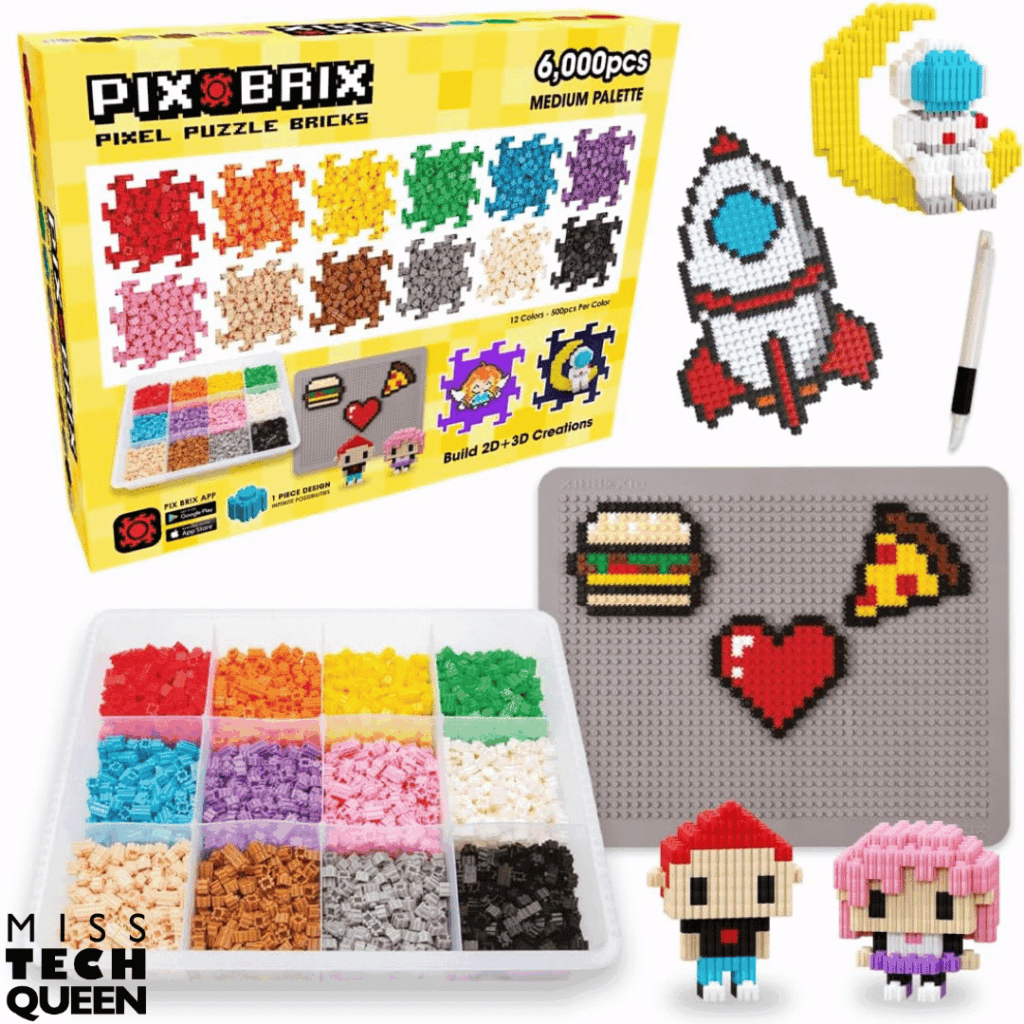 Prix Brix combines creativity and engineering by allowing students to create pixel art, patterns, and 3D builds.