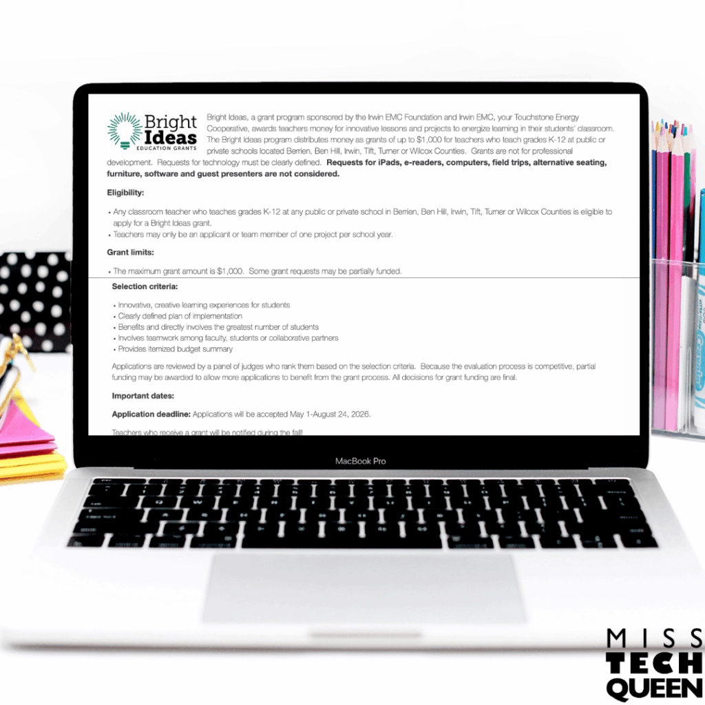 The Bright Ideas Grant has a very easy application process and is straightforward compared to larger grant opportunities.
