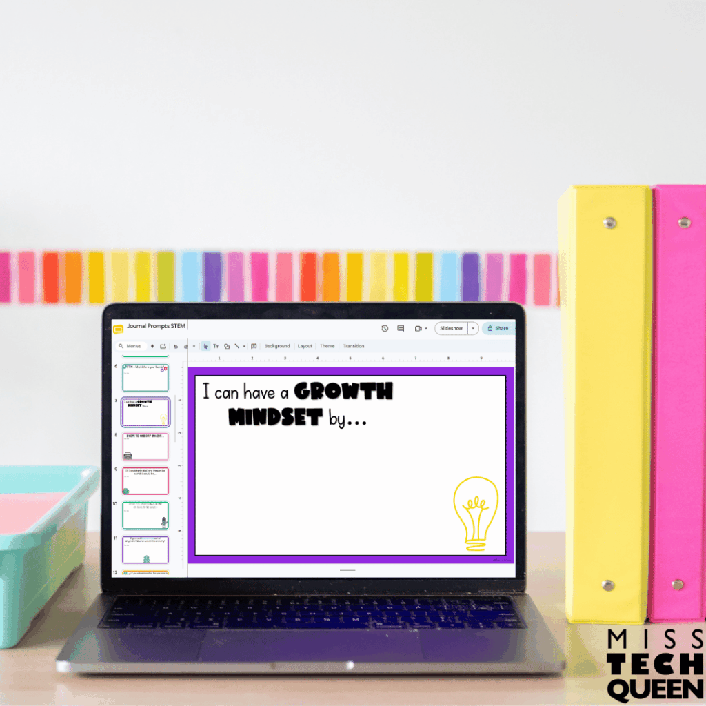 My Digital Journal Prompts include a growth mindset activity asking your students to change fixed-mindset statements into growth-mindset statements.