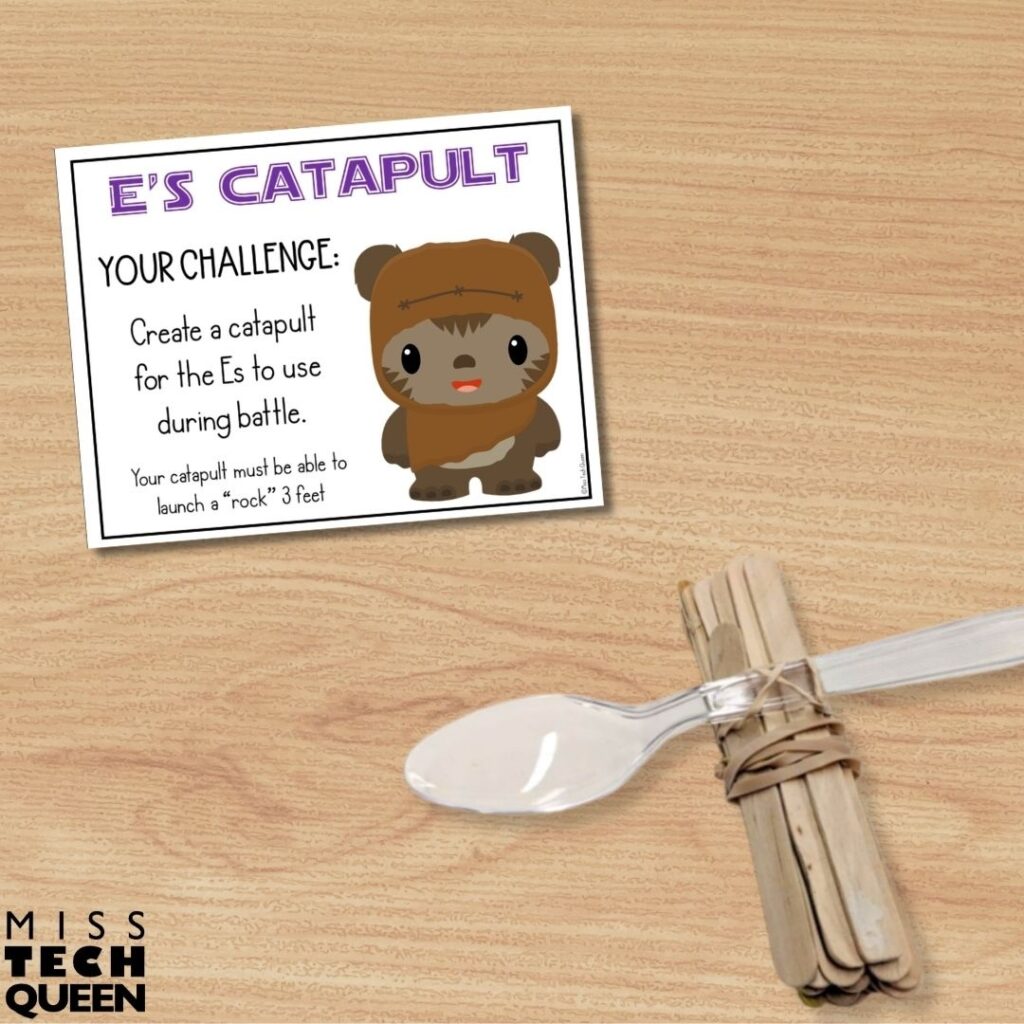 With my Space Wars Catapult STEM Challenge, your students will use materials such as rubber bands, craft sticks, bottle caps, and spoons to create a catapult.